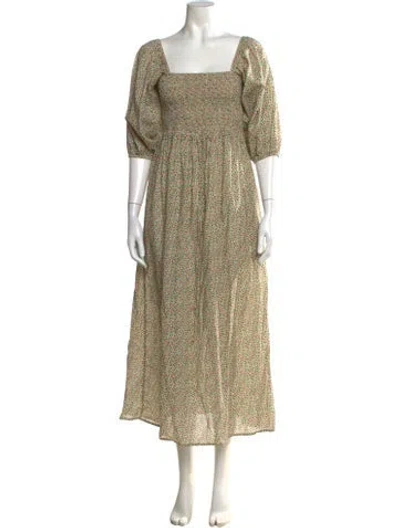 Pre-owned Christy Dawn Floral Print Long Dress In Neutrals