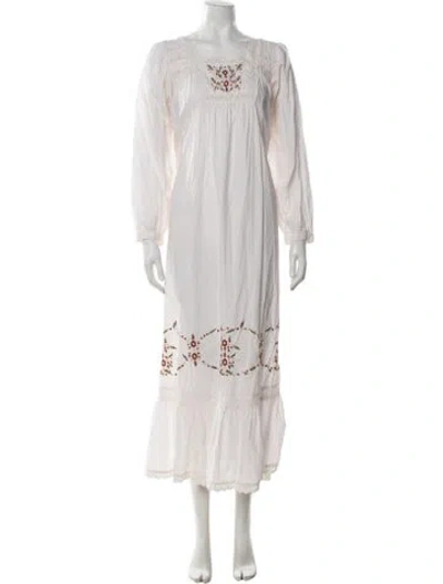 Pre-owned Christy Dawn Floral Print Long Dress In Neutrals