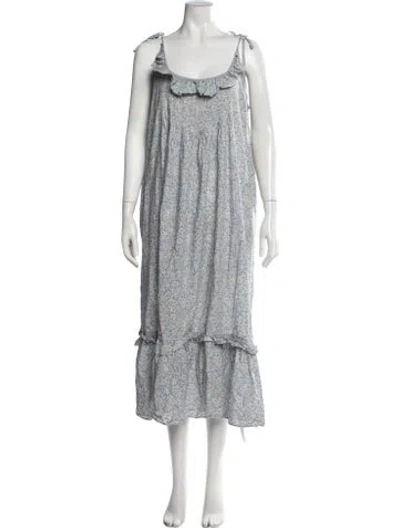 Pre-owned Christy Dawn Floral Print Long Dress In Neutrals