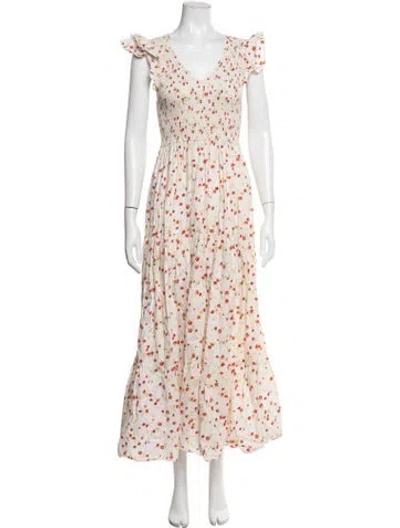 Pre-owned Christy Dawn Floral Print Long Dress In Neutrals