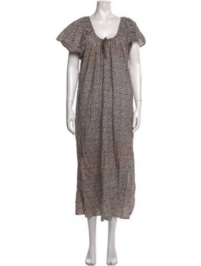 Pre-owned Christy Dawn Floral Print Long Dress In Neutrals