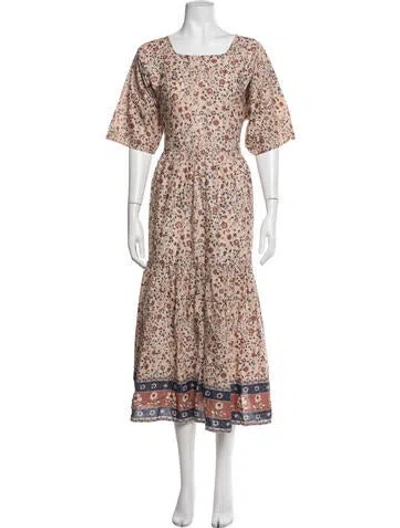 Pre-owned Christy Dawn Floral Print Long Dress In Neutrals