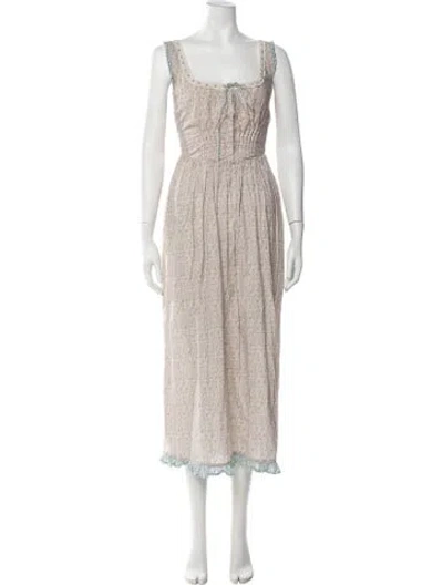Pre-owned Christy Dawn Floral Print Long Dress In Neutrals