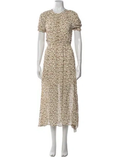 Pre-owned Christy Dawn Floral Print Long Dress In Neutrals