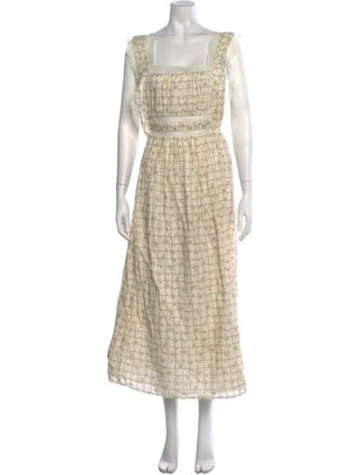 Pre-owned Christy Dawn Floral Print Long Dress In Neutrals