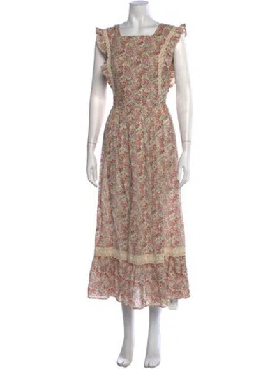 Pre-owned Christy Dawn Floral Print Long Dress In Neutrals
