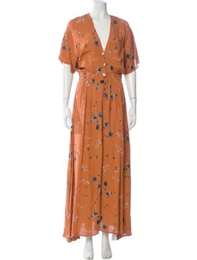 Pre-owned Christy Dawn Floral Print Long Dress In Orange