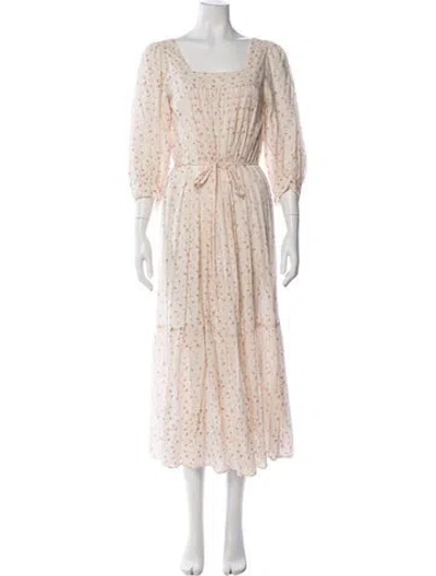 Pre-owned Christy Dawn Floral Print Long Dress In Pink