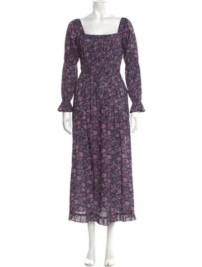 Pre-owned Christy Dawn Floral Print Long Dress In Purple