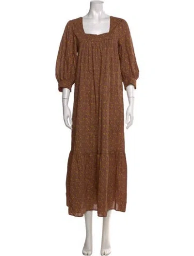 Pre-owned Christy Dawn Floral Print Long Dress In Purple