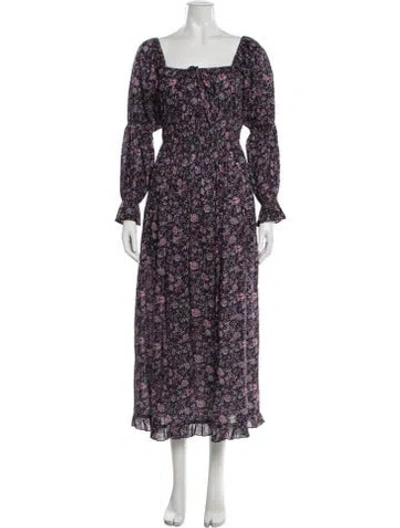 Pre-owned Christy Dawn Floral Print Long Dress In Purple