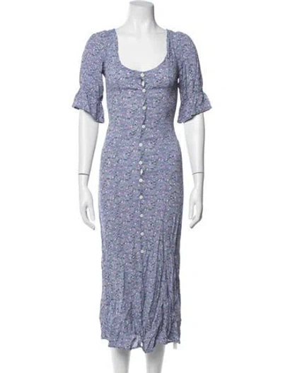 Pre-owned Christy Dawn Floral Print Long Dress In Purple