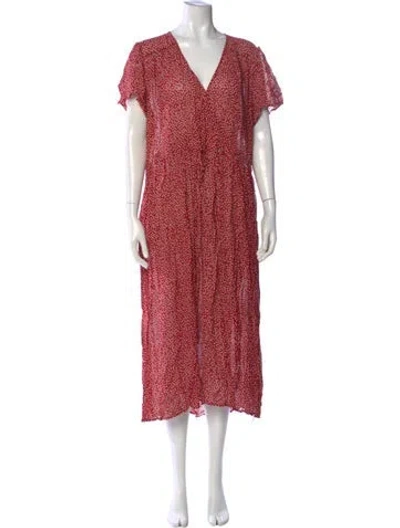 Pre-owned Christy Dawn Floral Print Long Dress In Red