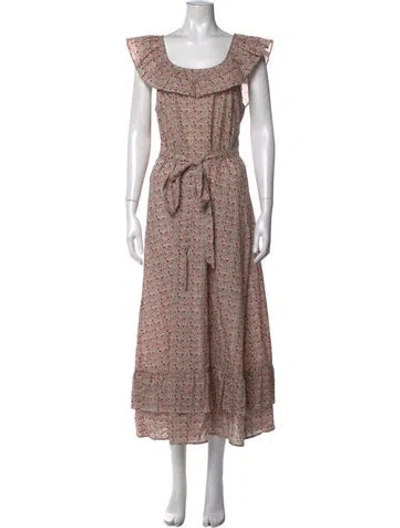Pre-owned Christy Dawn Floral Print Long Dress In Red