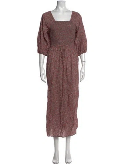 Pre-owned Christy Dawn Floral Print Long Dress In Red