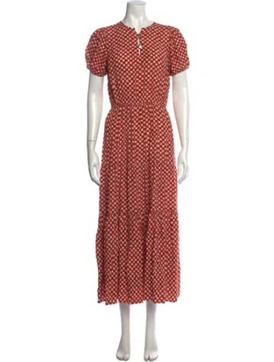 Pre-owned Christy Dawn Floral Print Long Dress In Red