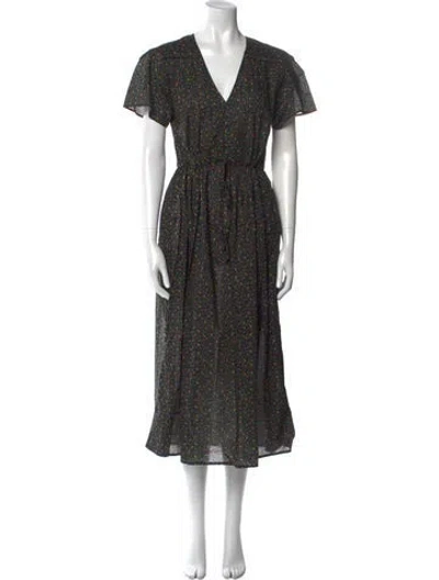 Pre-owned Christy Dawn Floral Print Long Dress W/ Tags In Black