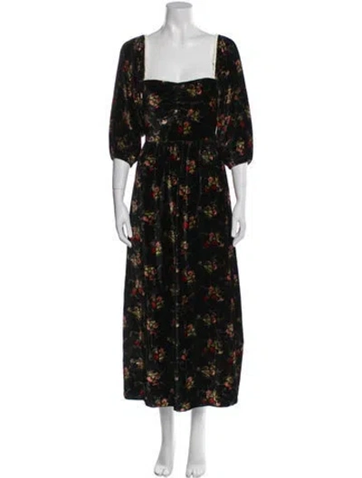 Pre-owned Christy Dawn Floral Print Long Dress W/ Tags In Black