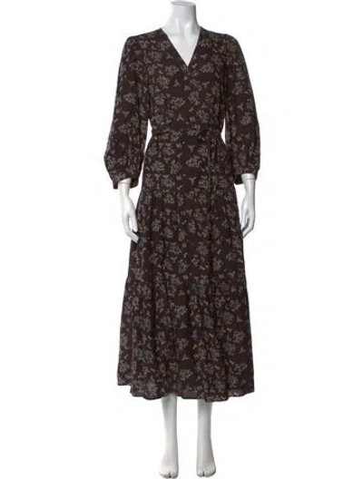 Pre-owned Christy Dawn Floral Print Long Dress W/ Tags In Black