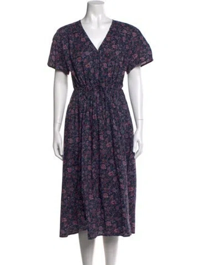 Pre-owned Christy Dawn Floral Print Long Dress W/ Tags In Blue