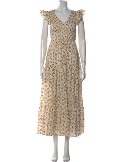 Pre-owned Christy Dawn Floral Print Long Dress W/ Tags In Neutral