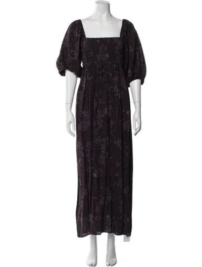 Pre-owned Christy Dawn Floral Print Long Dress W/ Tags In Purple