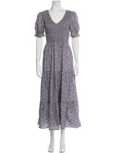 Pre-owned Christy Dawn Floral Print Long Dress W/ Tags In Purple