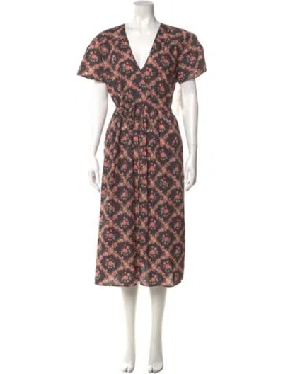 Pre-owned Christy Dawn Floral Print Long Dress W/ Tags In Red
