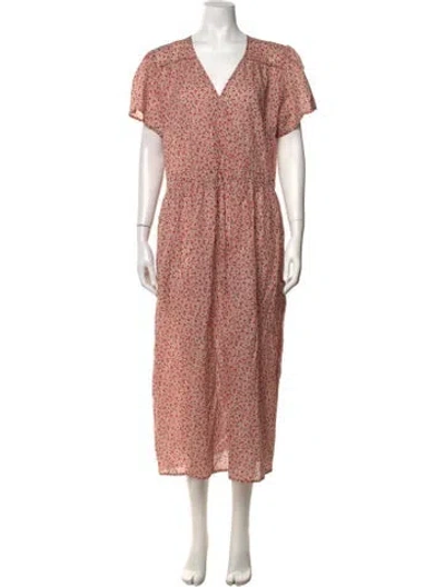 Pre-owned Christy Dawn Floral Print Long Dress W/ Tags In Red
