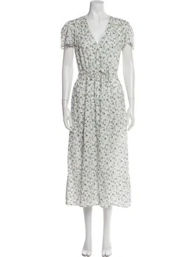 Pre-owned Christy Dawn Floral Print Long Dress In White
