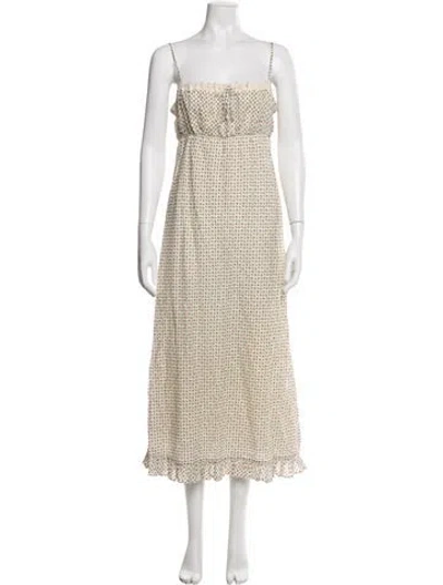 Pre-owned Christy Dawn Floral Print Long Dress In White