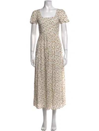 Pre-owned Christy Dawn Floral Print Long Dress In White