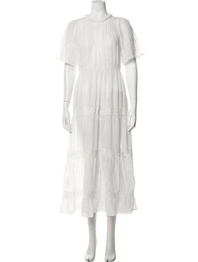 Pre-owned Christy Dawn Floral Print Long Dress In White