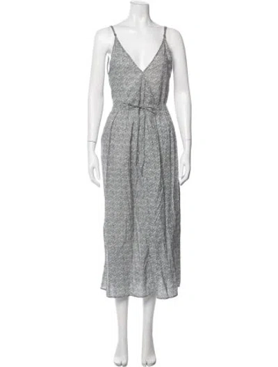 Pre-owned Christy Dawn Floral Print Midi Length Dress In Blue