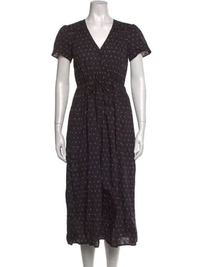 Pre-owned Christy Dawn Floral Print Midi Length Dress In Blue