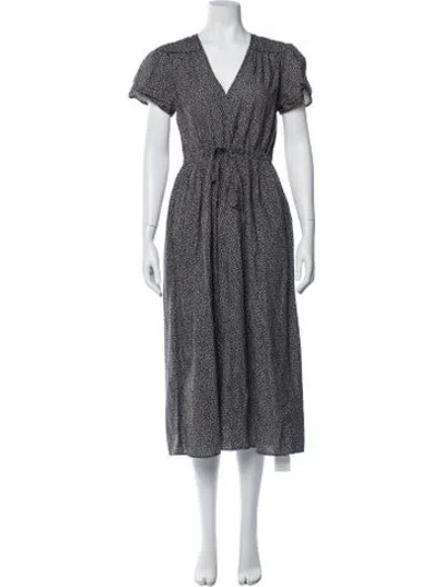 Pre-owned Christy Dawn Floral Print Midi Length Dress In Blue