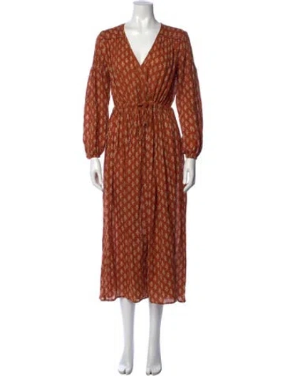Pre-owned Christy Dawn Floral Print Midi Length Dress In Brown