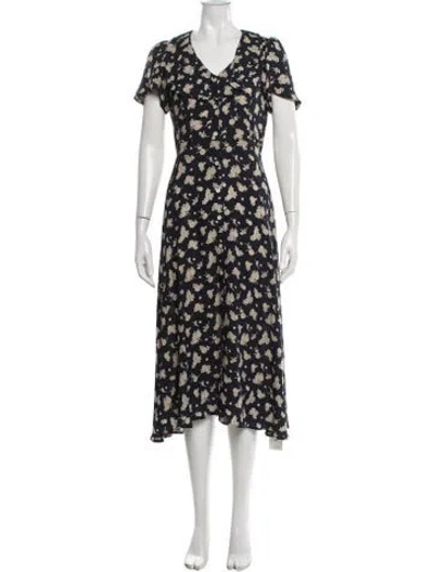 Pre-owned Christy Dawn Floral Print Midi Length Dress In Multi