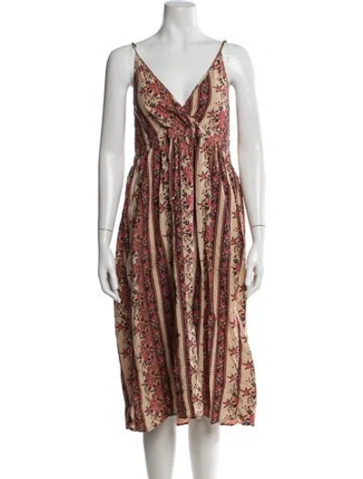 Pre-owned Christy Dawn Floral Print Midi Length Dress In Multi