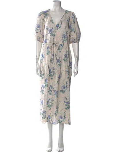 Pre-owned Christy Dawn Floral Print Midi Length Dress In Multi