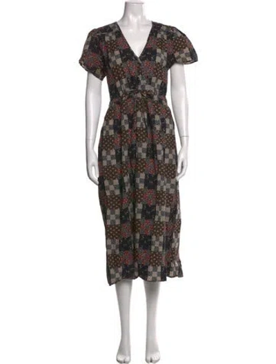 Pre-owned Christy Dawn Floral Print Midi Length Dress In Multi