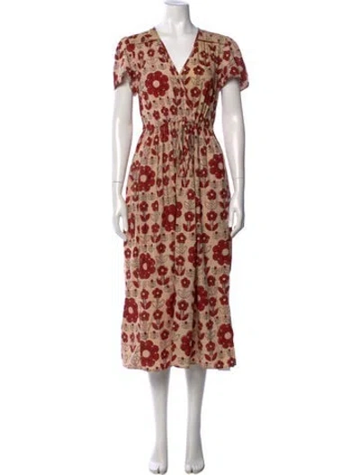 Pre-owned Christy Dawn Floral Print Midi Length Dress In Multi