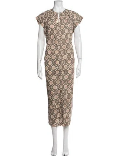 Pre-owned Christy Dawn Floral Print Midi Length Dress In Multicolor