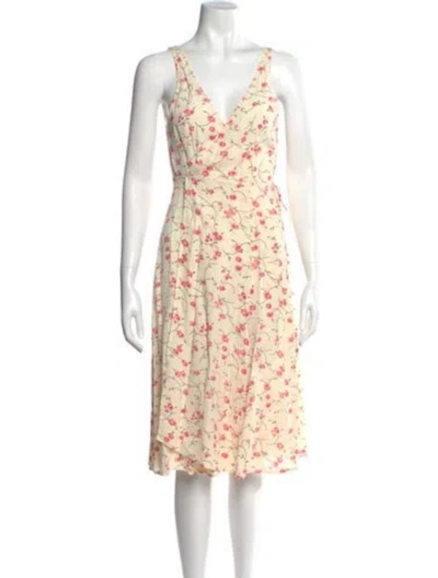 Pre-owned Christy Dawn Floral Print Midi Length Dress In Neutral