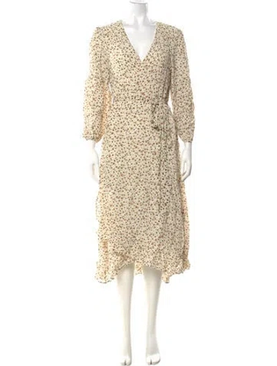 Pre-owned Christy Dawn Floral Print Midi Length Dress In Neutral