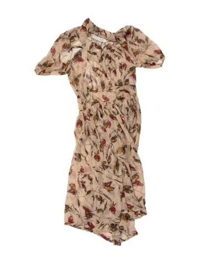 Pre-owned Christy Dawn Floral Print Midi Length Dress In Neutral