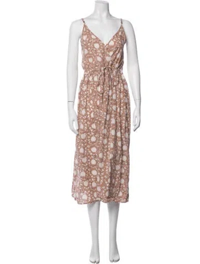 Pre-owned Christy Dawn Floral Print Midi Length Dress In Neutral