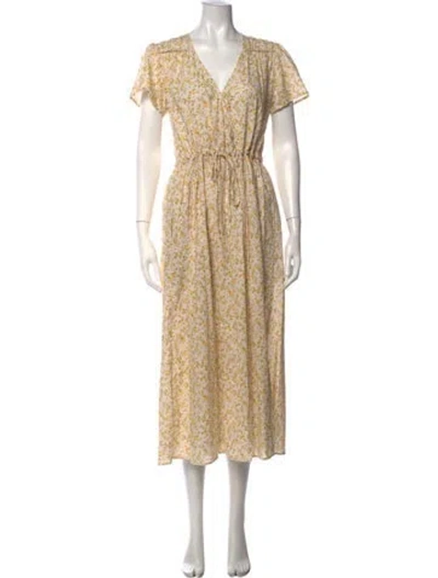 Pre-owned Christy Dawn Floral Print Midi Length Dress In Neutrals
