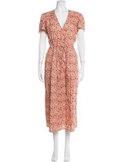 Pre-owned Christy Dawn Floral Print Midi Length Dress In Neutrals