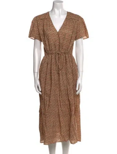 Pre-owned Christy Dawn Floral Print Midi Length Dress In Pink